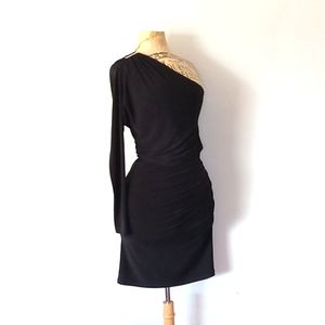 Little black one sleeve cocktail dress by Le Chateau Size XS